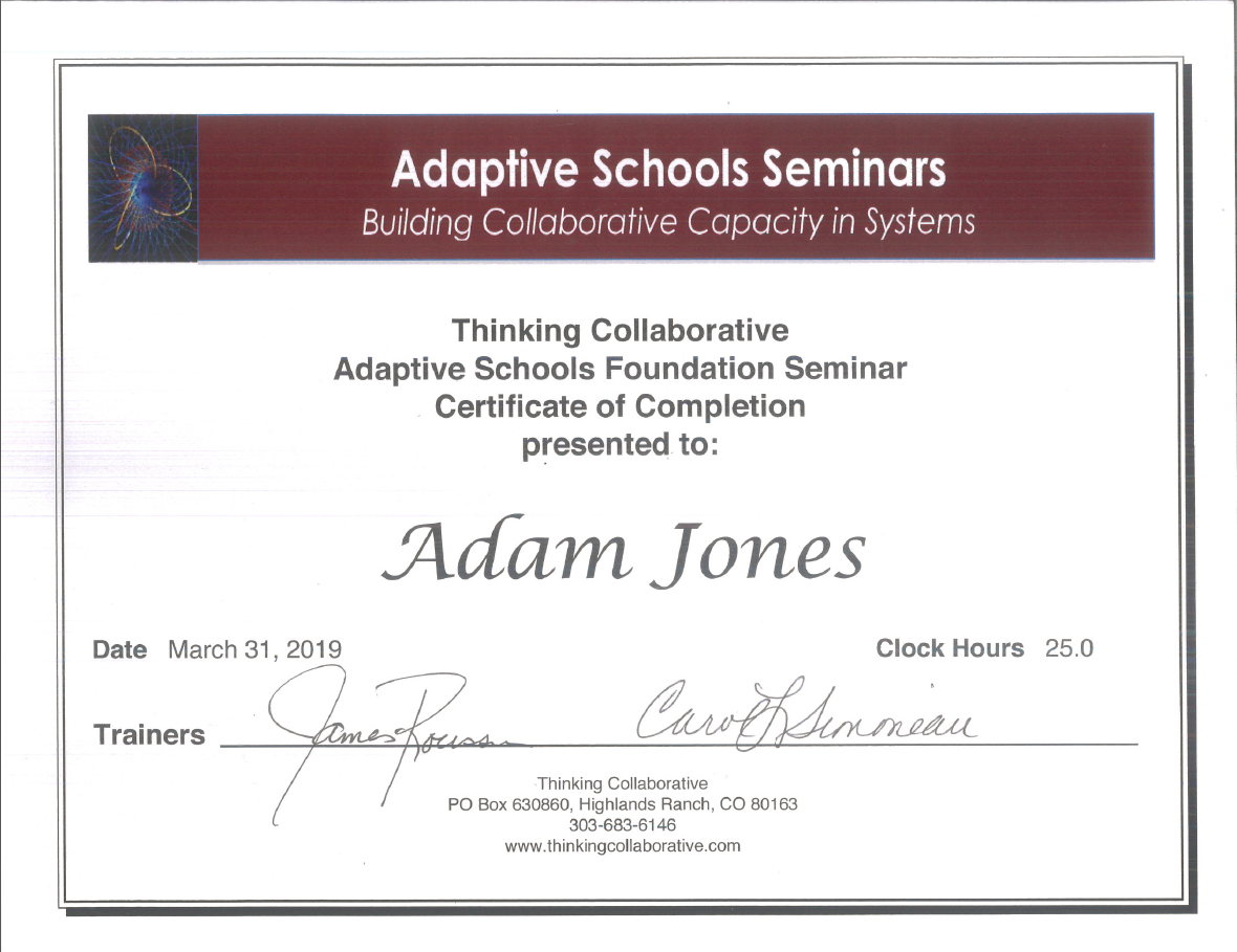 Adaptive Schools NESA SEC 2019 25 hours