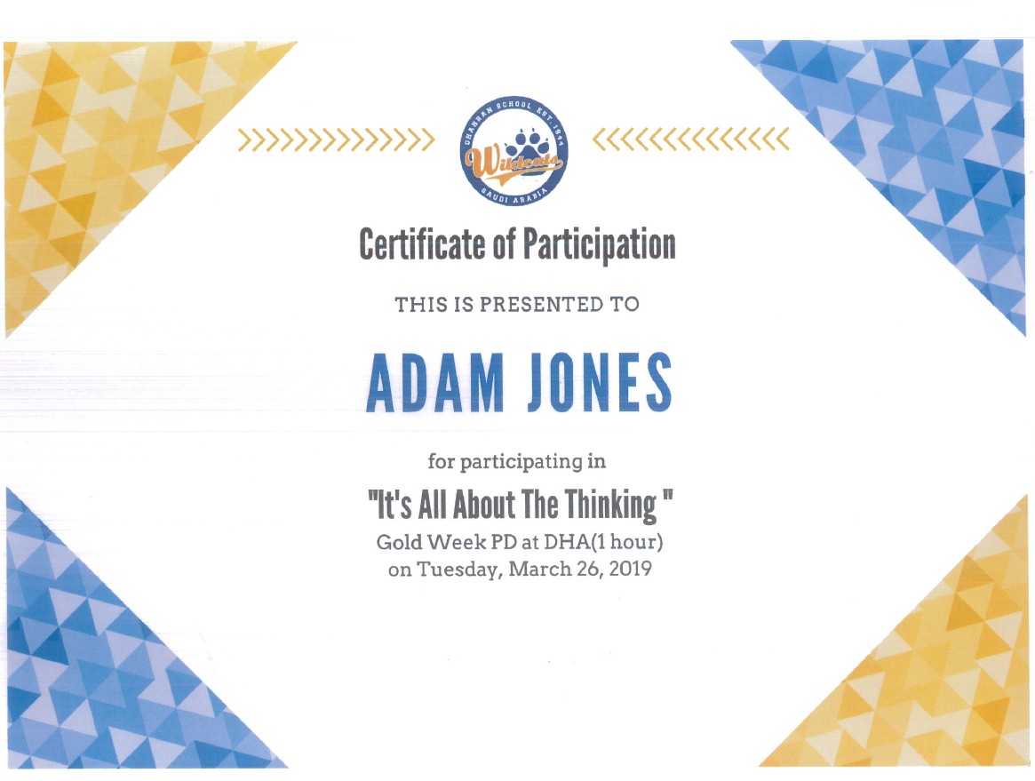 Dhahran School PD Cafe Its All About the Thinking 1 hour